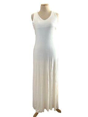Sita Sz L Couture Eco-Luxe White Maxi Dress With Cross-Back Straps & Shelf Bra